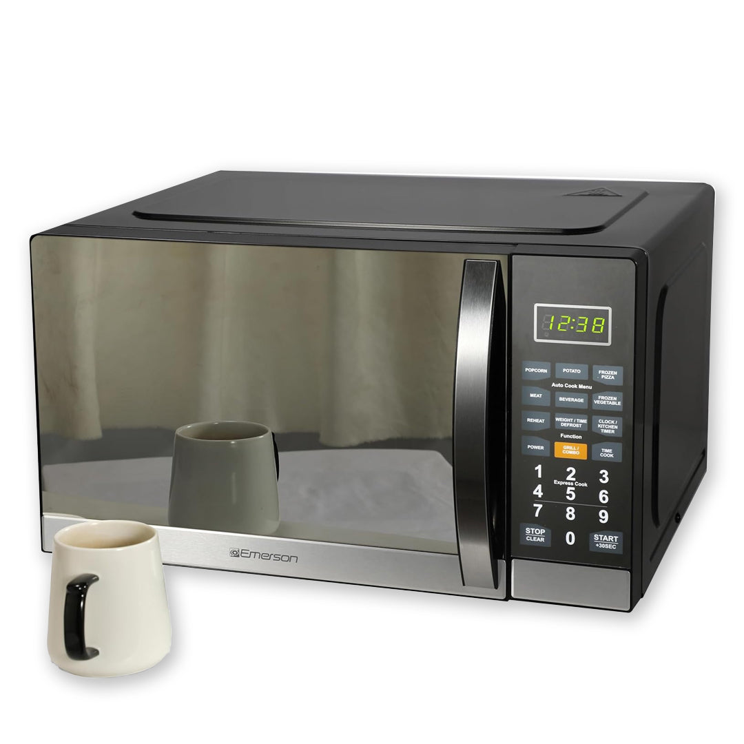 Horno microondas con grill, acabado espejo, acero inoxidable, 1.1 pies cúbicos, 1100 W, SW25