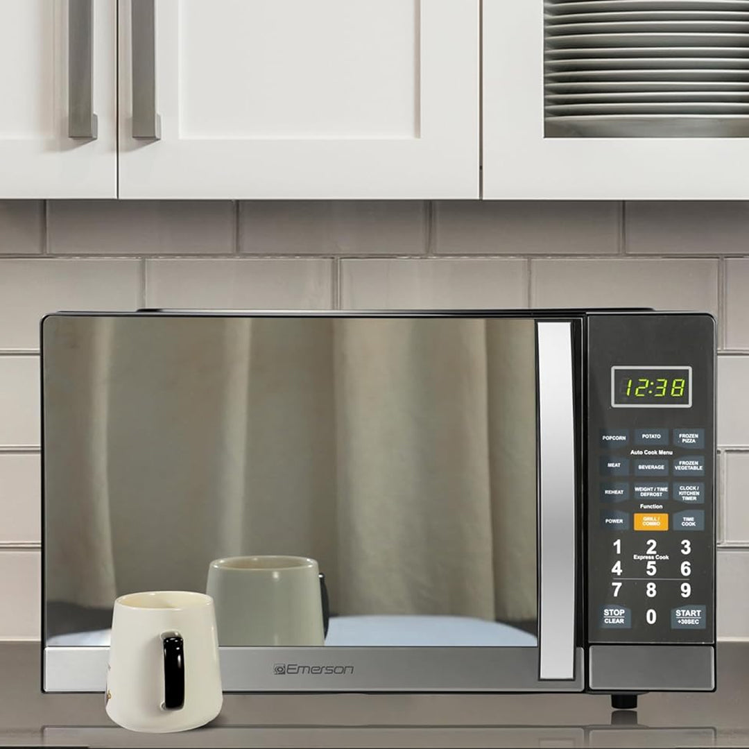 Horno microondas con grill, acabado espejo, acero inoxidable, 1.1 pies cúbicos, 1100 W, SW25