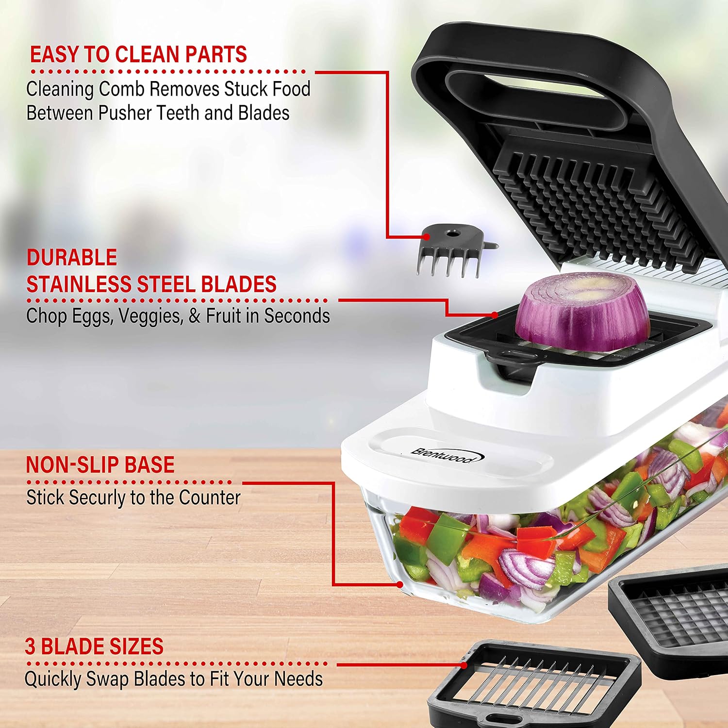 Pro Food Chopper and Vegetable Dicer with 6.3 Cup Storage Container in Black - Regalo al Instante