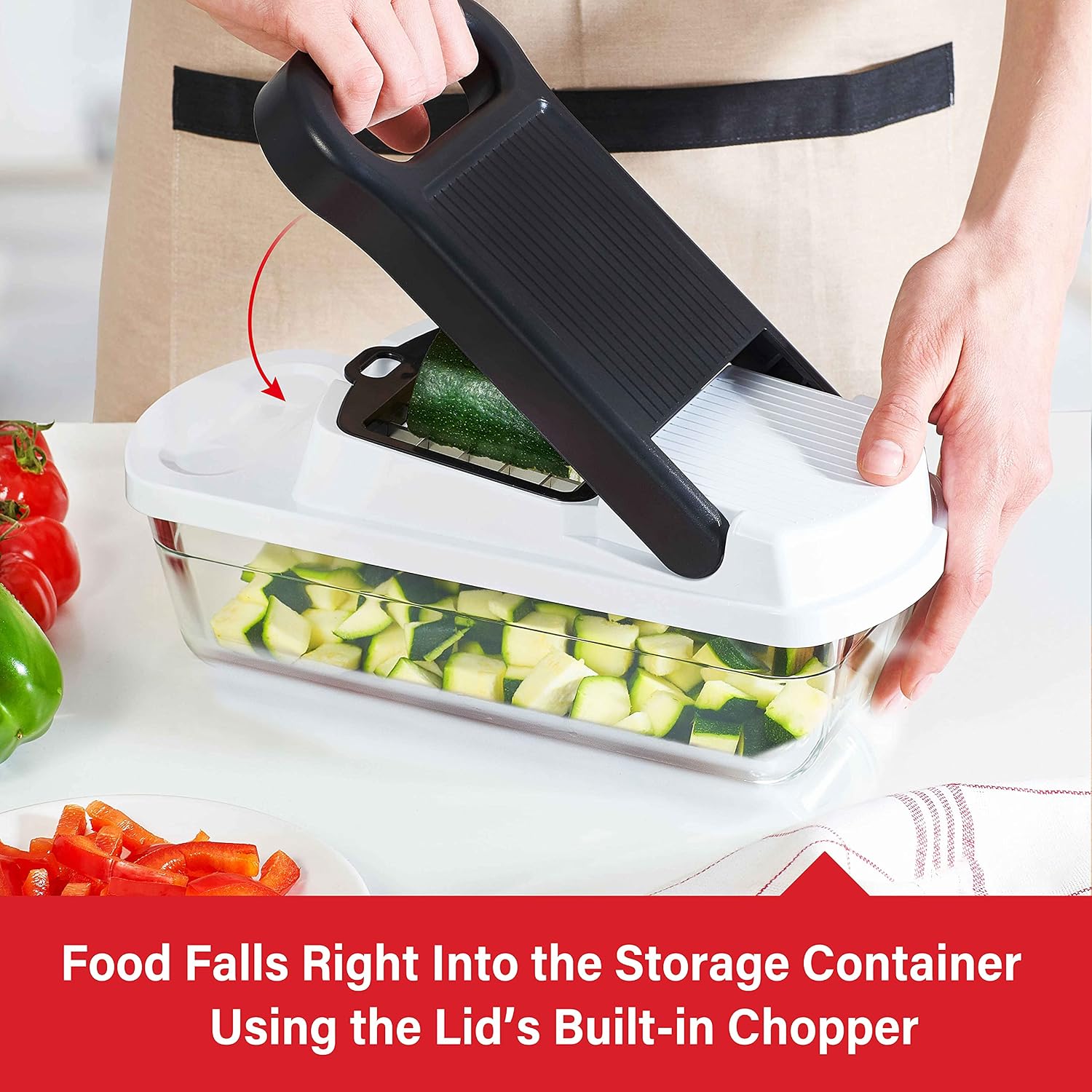 Pro Food Chopper and Vegetable Dicer with 6.3 Cup Storage Container in Black - Regalo al Instante