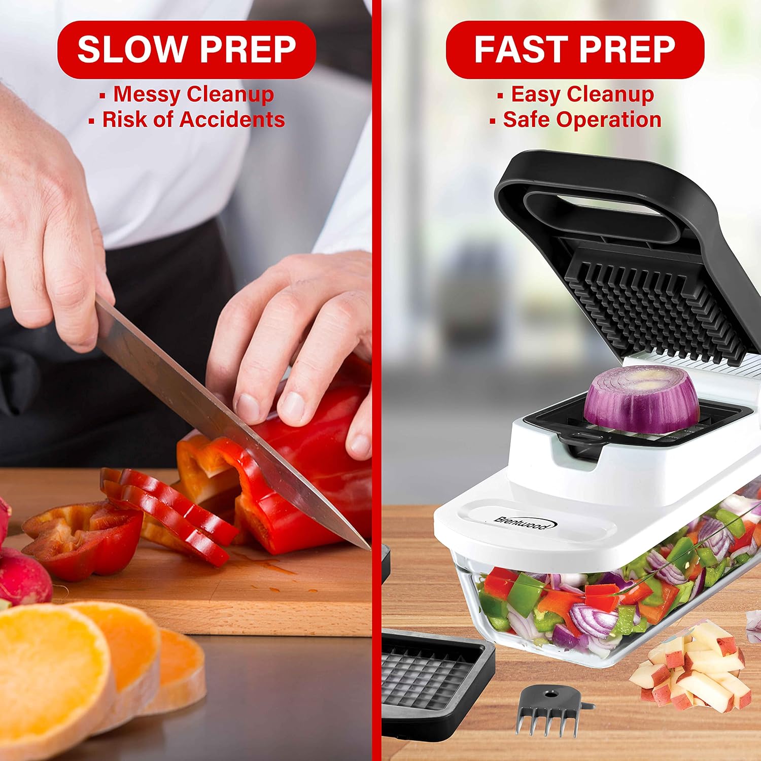 Pro Food Chopper and Vegetable Dicer with 6.3 Cup Storage Container in Black - Regalo al Instante
