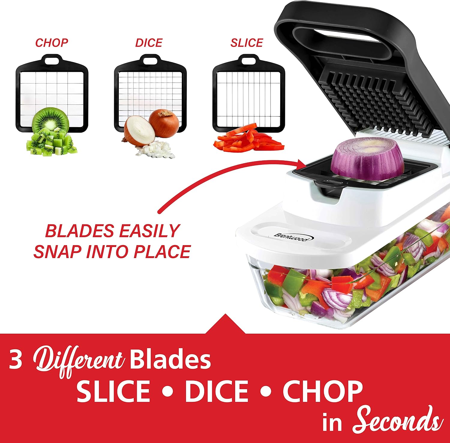 Pro Food Chopper and Vegetable Dicer with 6.3 Cup Storage Container in Black - Regalo al Instante