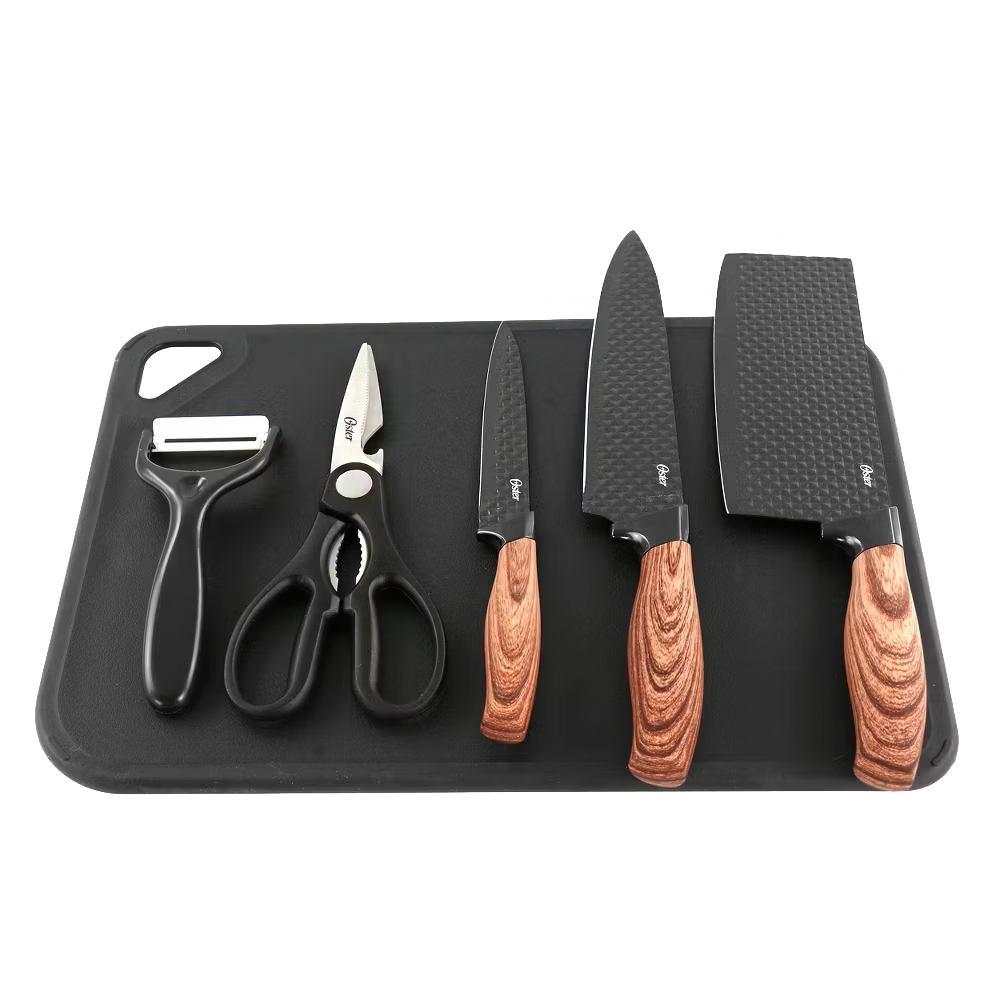 Oster Gunderson - 6 Pc Cutlery Set W/ Cutting Board - Regalo al Instante